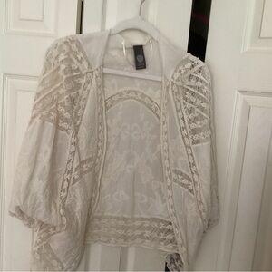 Vince Camuto Ivory Lace Cardigan
